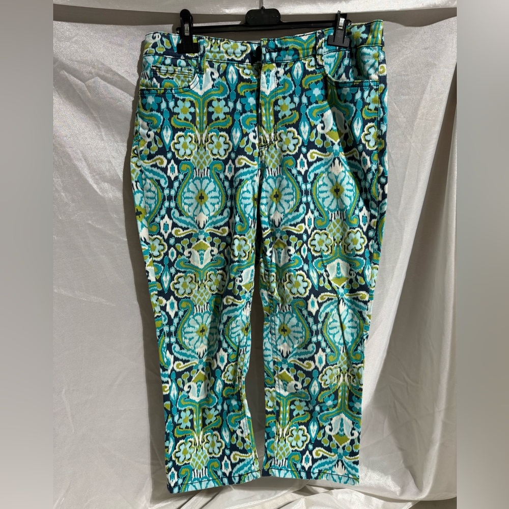 Green/Blue Multicolored Capris by Jones New York Jeans Sz 14Petite